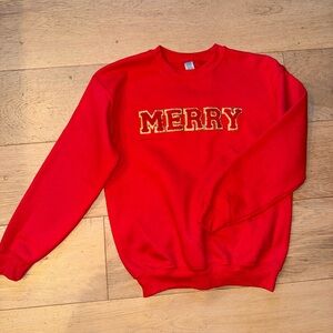 Red and Gold 'Merry' Girls Christmas Sweater